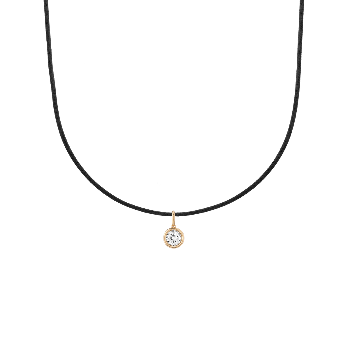 Cord Charm Necklace Set Black Round