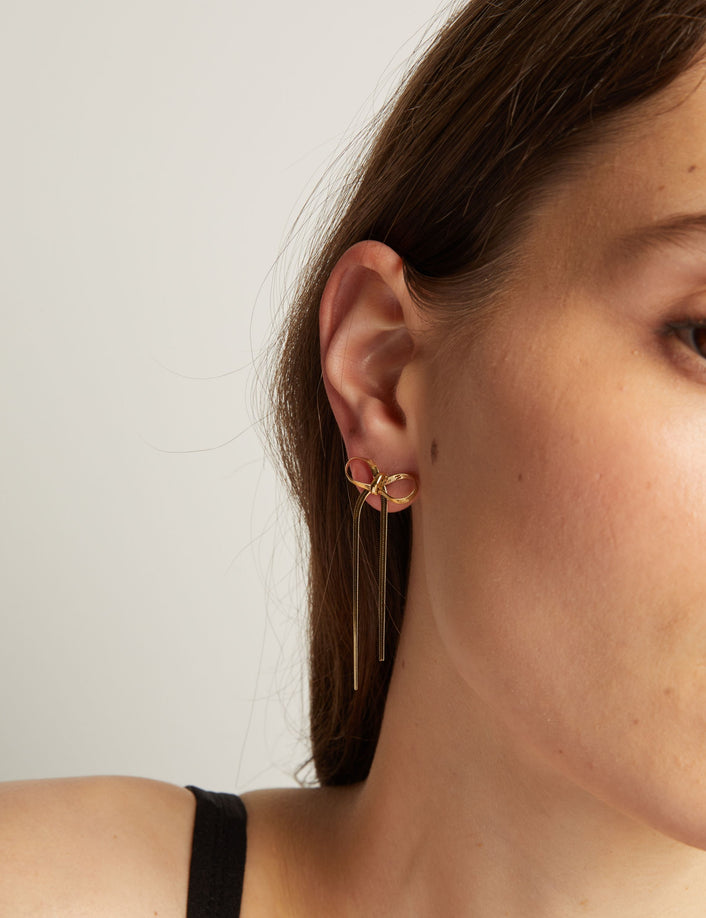 Mini Herringbone Bow Earrings