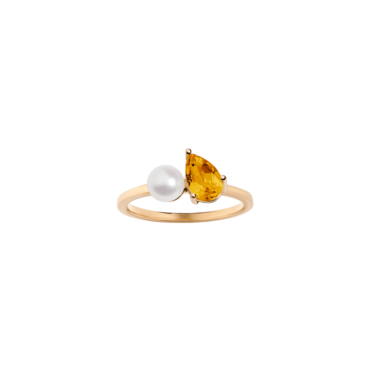 Pearl Toi et Moi Ring Vermeil 14k 18k Yellow Gold Yellow Citrine