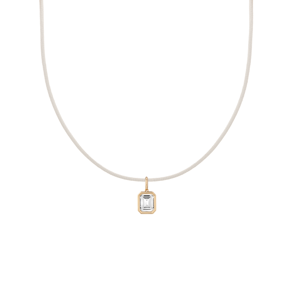 Cord Charm Necklace Set Grey Emerald
