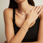 Lab Grown White Sapphire Marquise & Round Tennis Bracelet