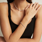 Lab Grown White Sapphire Marquise & Round Tennis Bracelet