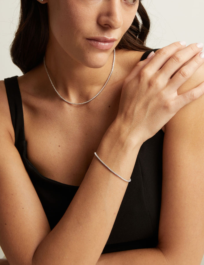 Lab Grown White Sapphire Barely There Tennis Bracelet