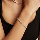 Lab Grown White Sapphire Marquise & Round Tennis Bracelet
