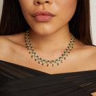 Lab Grown Green Emerald Teardrop Tennis Necklace