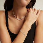 Lab Grown White Sapphire Marquise & Round Tennis Necklace