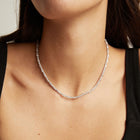 Lab Grown White Sapphire Marquise & Round Tennis Necklace