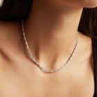 Lab Grown White Sapphire Marquise & Round Tennis Necklace