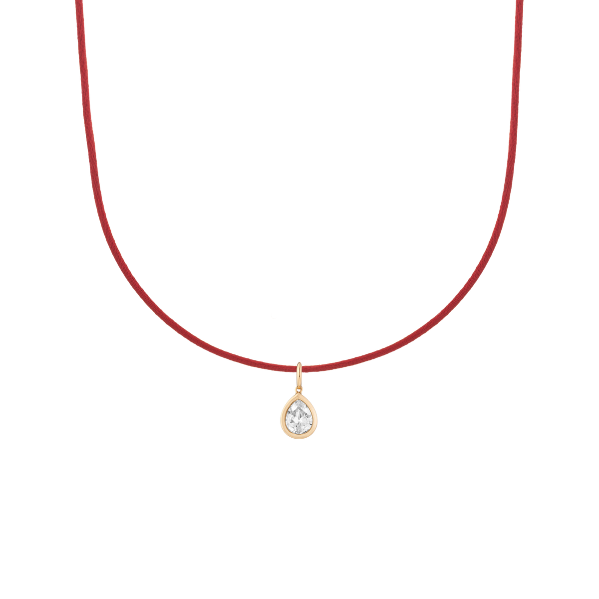 Cord Charm Necklace Set Red Pear