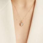 Emerald Lab Grown White Sapphire Bezel Pendant