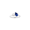 Pearl Toi et Moi Ring - Blue Sapphire Vermeil White Gold First