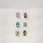 Lab Grown Purple Amethyst Mosaic Stud Earrings