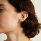 Lab Grown Purple Amethyst Mosaic Stud Earrings