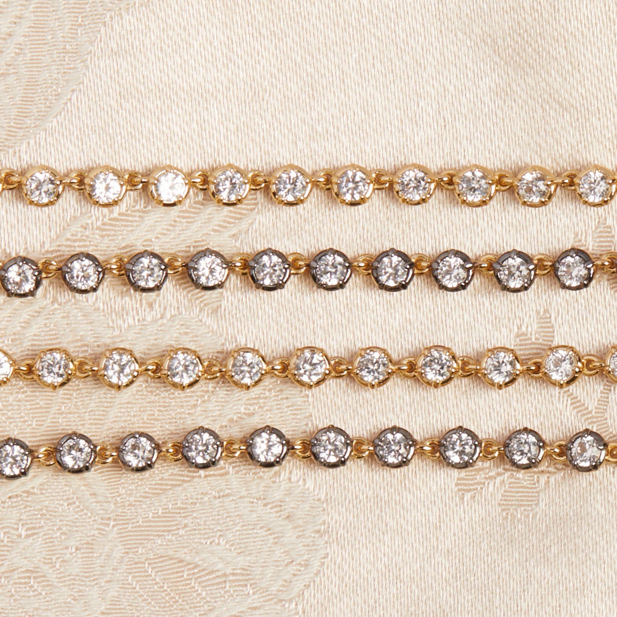 Lab Grown White Sapphire Georgian Tennis Necklace