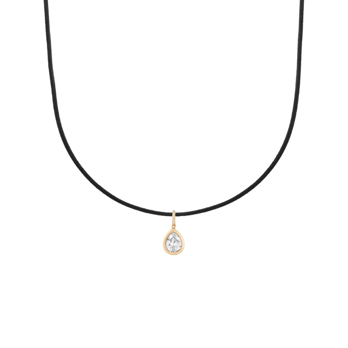 Cord Charm Necklace Set Black Pear