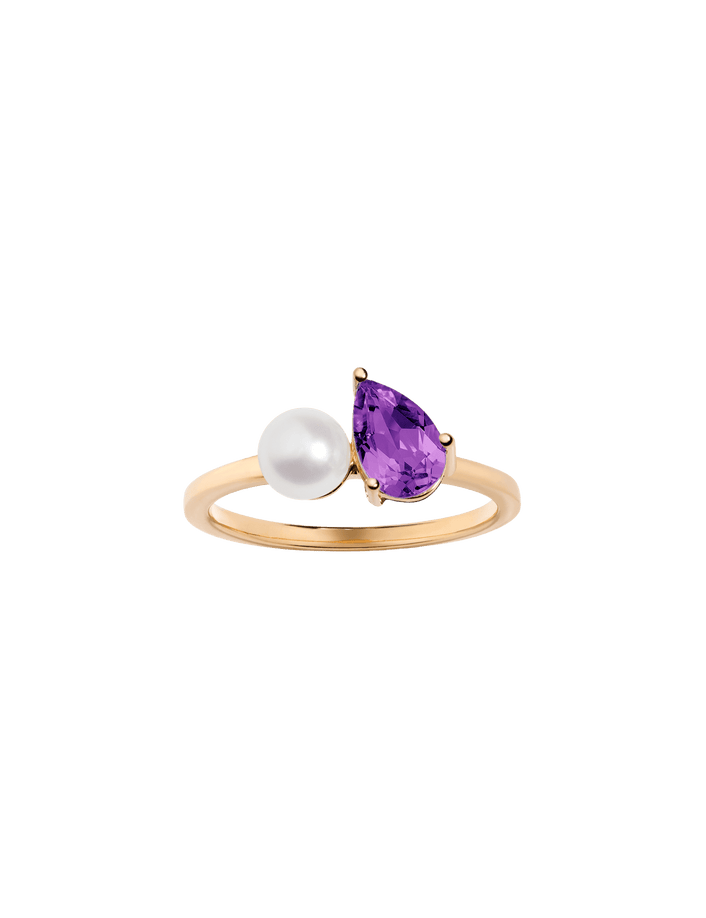 Pearl Toi et Moi Ring - Amethyst Vermeil Yellow Gold First