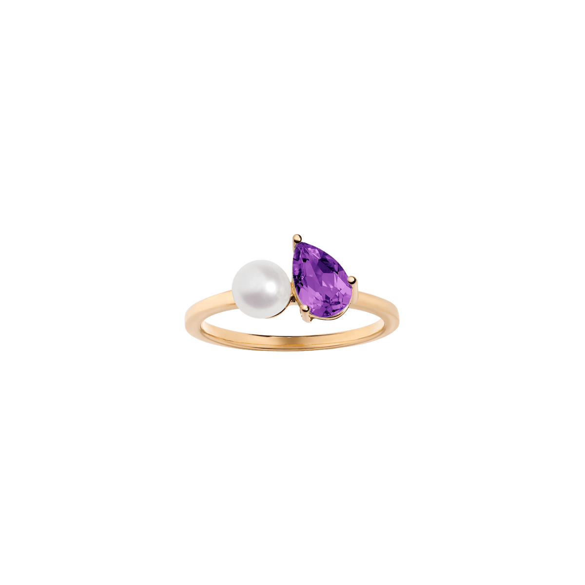 Pearl Toi et Moi Ring - Amethyst Vermeil Yellow Gold First