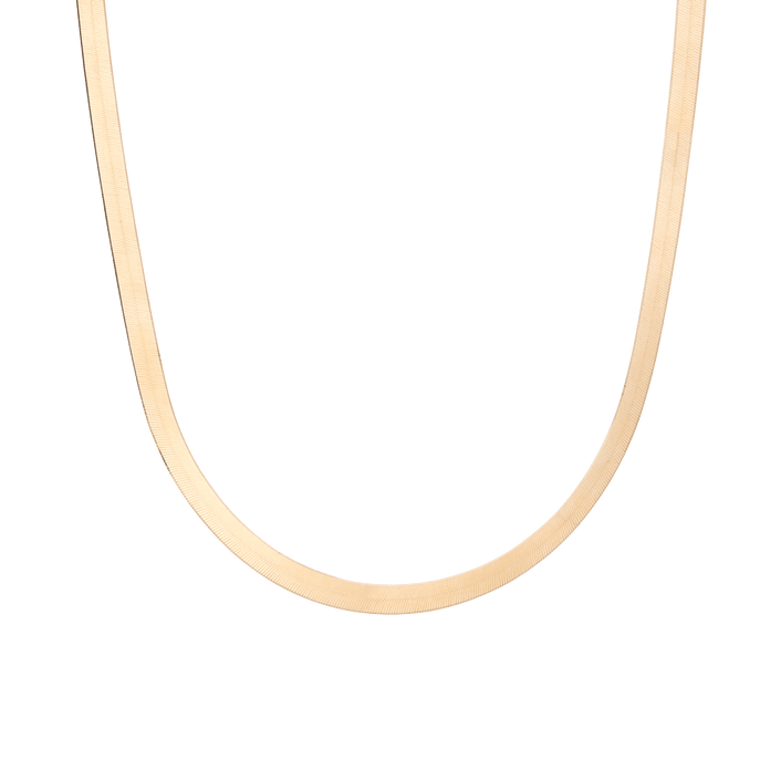 Solid Gold Herringbone Chain Necklace 14k Yellow Gold 5mm First