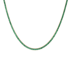 Lab Grown Green Emerald Baguette Tennis Necklace