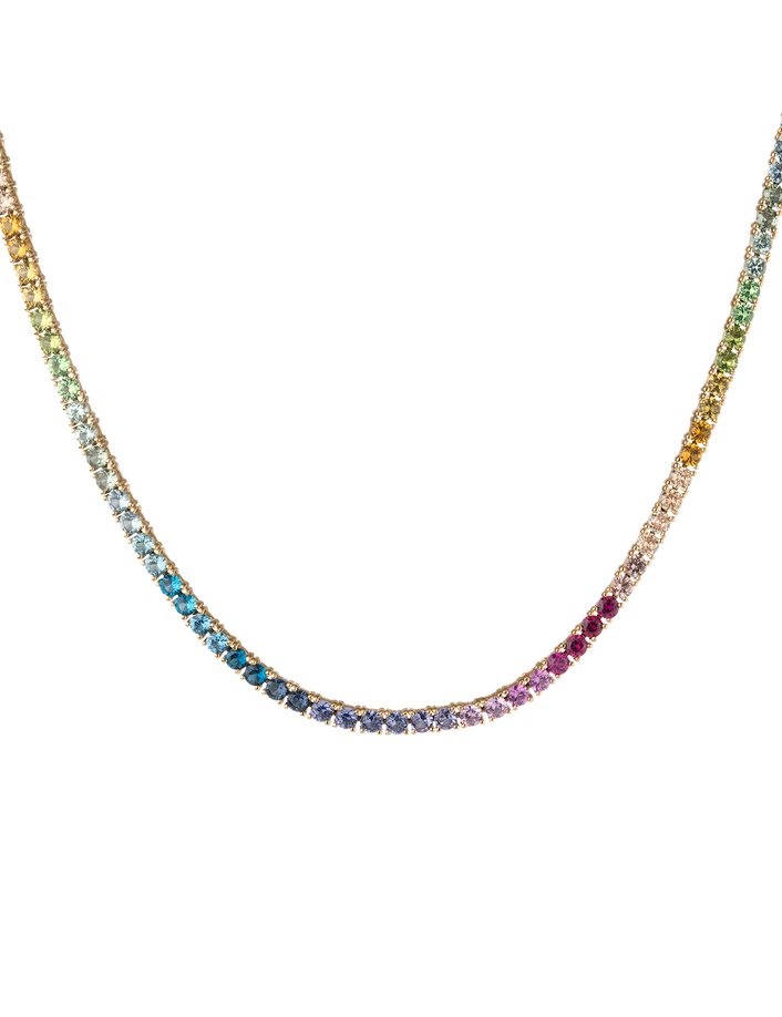 Ombre Rainbow Tennis Necklace Vermeil Yellow Gold 16in First