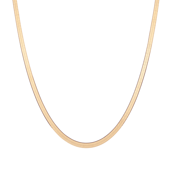 Solid Gold Herringbone Chain Necklace 14k Yellow Gold 4mm First