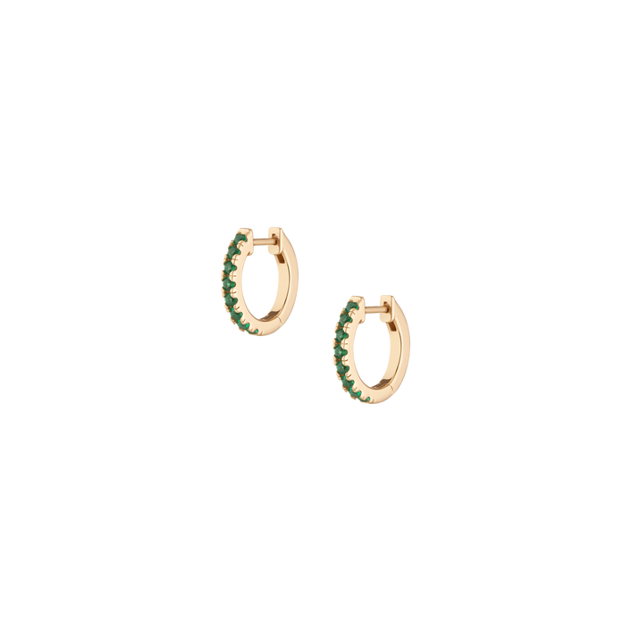 Lab Grown Green Emerald Huggie Earrings