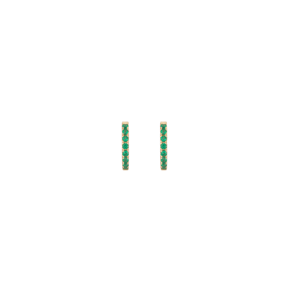 Lab Grown Green Emerald Huggie Earrings Vermeil Yellow Gold Pair Single