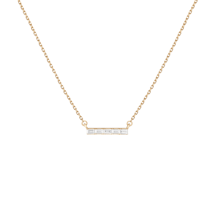 Diamond baguette sales bar necklace