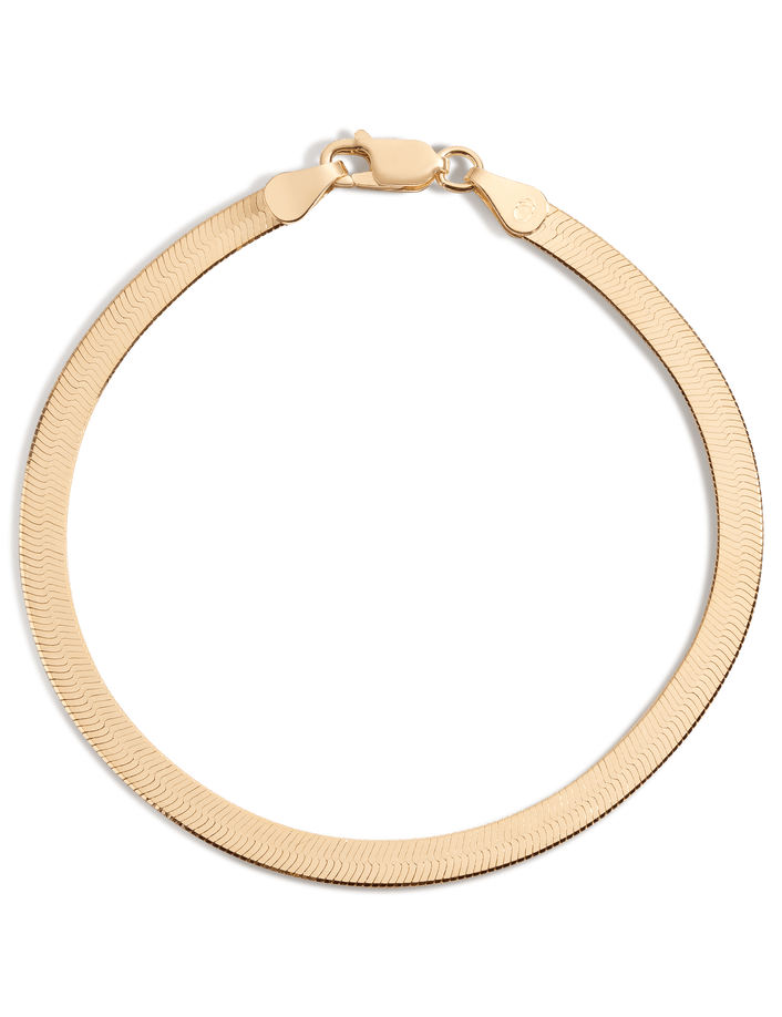 Gold Herringbone Chain Bracelet Vermeil 14k Yellow Gold 4mm 6.5in 7in 7.5in First