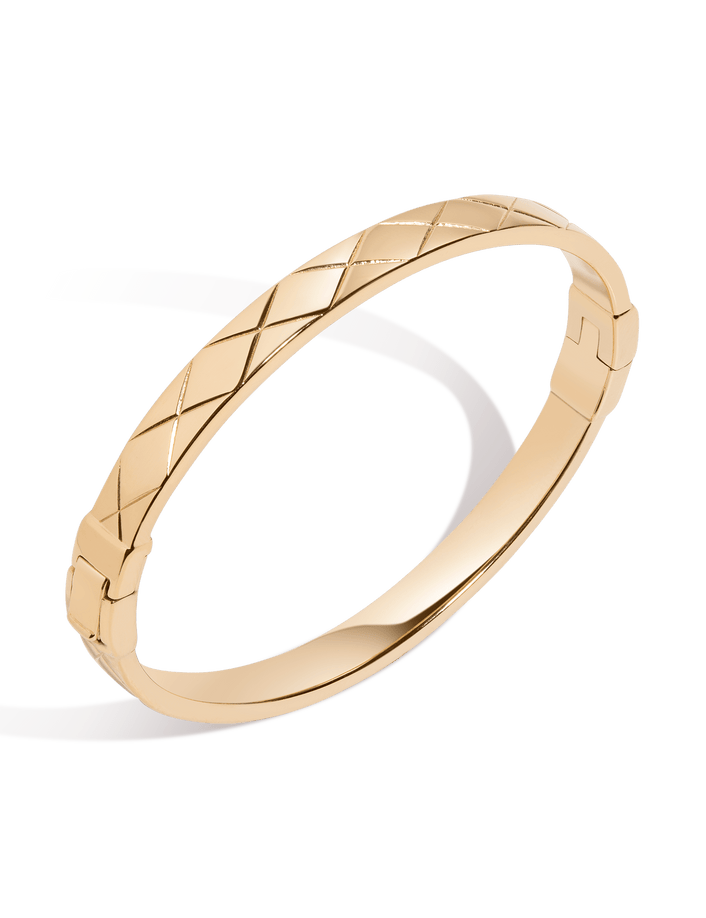 Quilted Gold Hinged Bracelet Vermeil 14k 18k Yellow Gold First