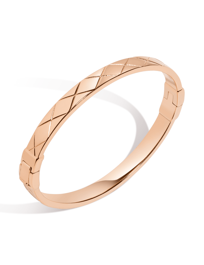 Quilted Gold Hinged Bracelet Vermeil 14k 18k Rose Gold First