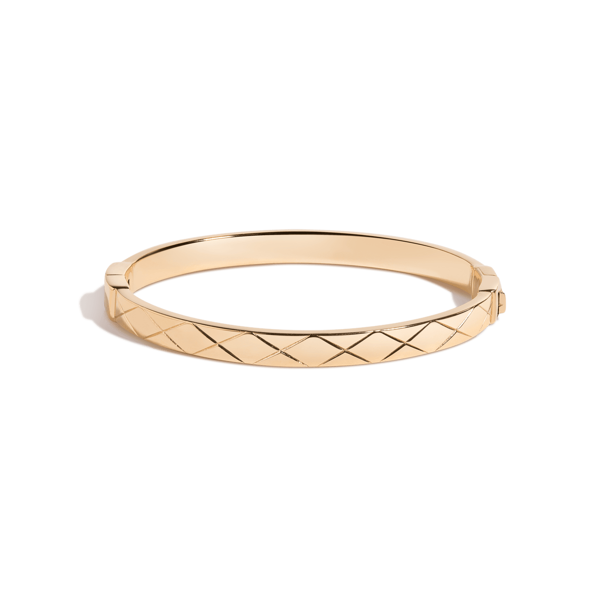 Aurate New York Quilted Gold Hinged Bracelet, 18K Yellow Gold, Size Small/Medium