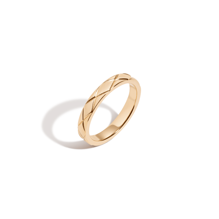 Mini Quilted Gold Ring Vermeil 14k 18k Yellow Gold First