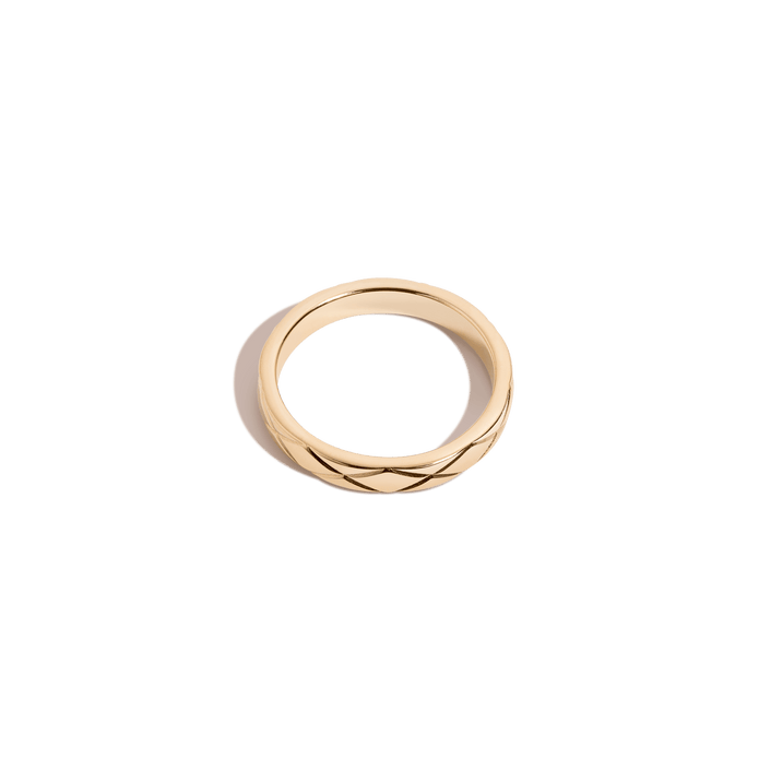 Mini Quilted Gold Ring Vermeil 14k 18k Yellow Gold