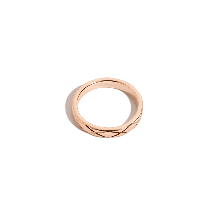 Mini Quilted Gold Ring Vermeil 14k 18k Rose Gold