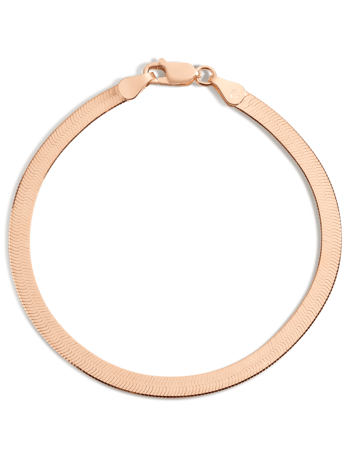 Gold Herringbone Chain Bracelet Vermeil Rose Gold 4mm 6.5in 7in 7.5in First