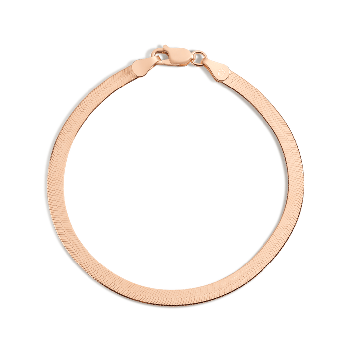 Gold Herringbone Chain Bracelet Vermeil Rose Gold 4mm 6.5in 7in 7.5in First