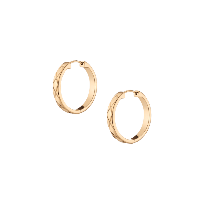 Quilted Gold Hoops Vermeil 14k 18k Yellow Gold  Single Pair First