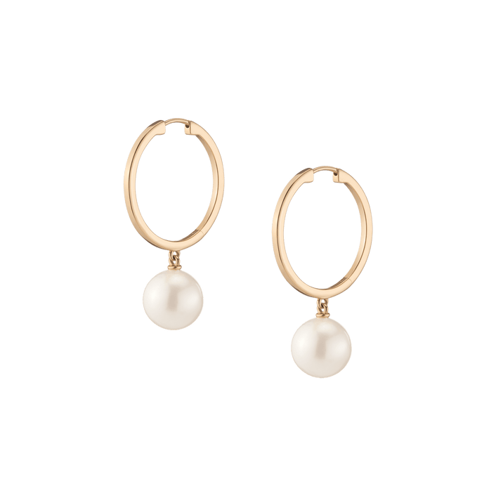 Pearl Hoop Earrings Vermeil 14k 18k Yellow Gold Pair Single First