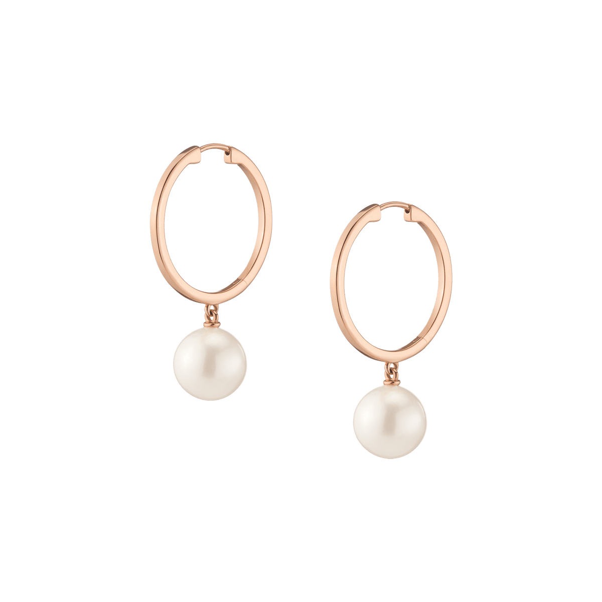 Pearl Hoop Earrings Vermeil 14k 18k Rose Gold Pair Single First