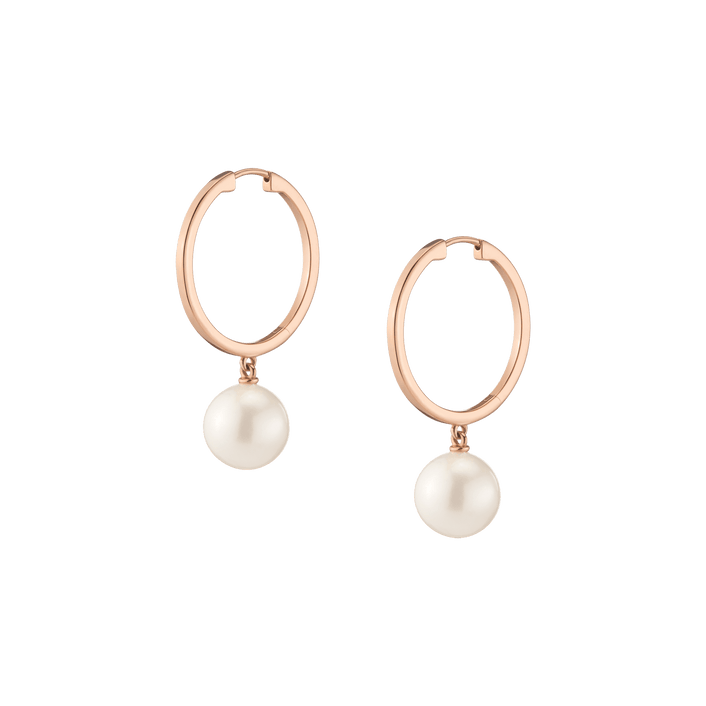 Pearl Hoop Earrings Vermeil 14k 18k Rose Gold Pair Single First