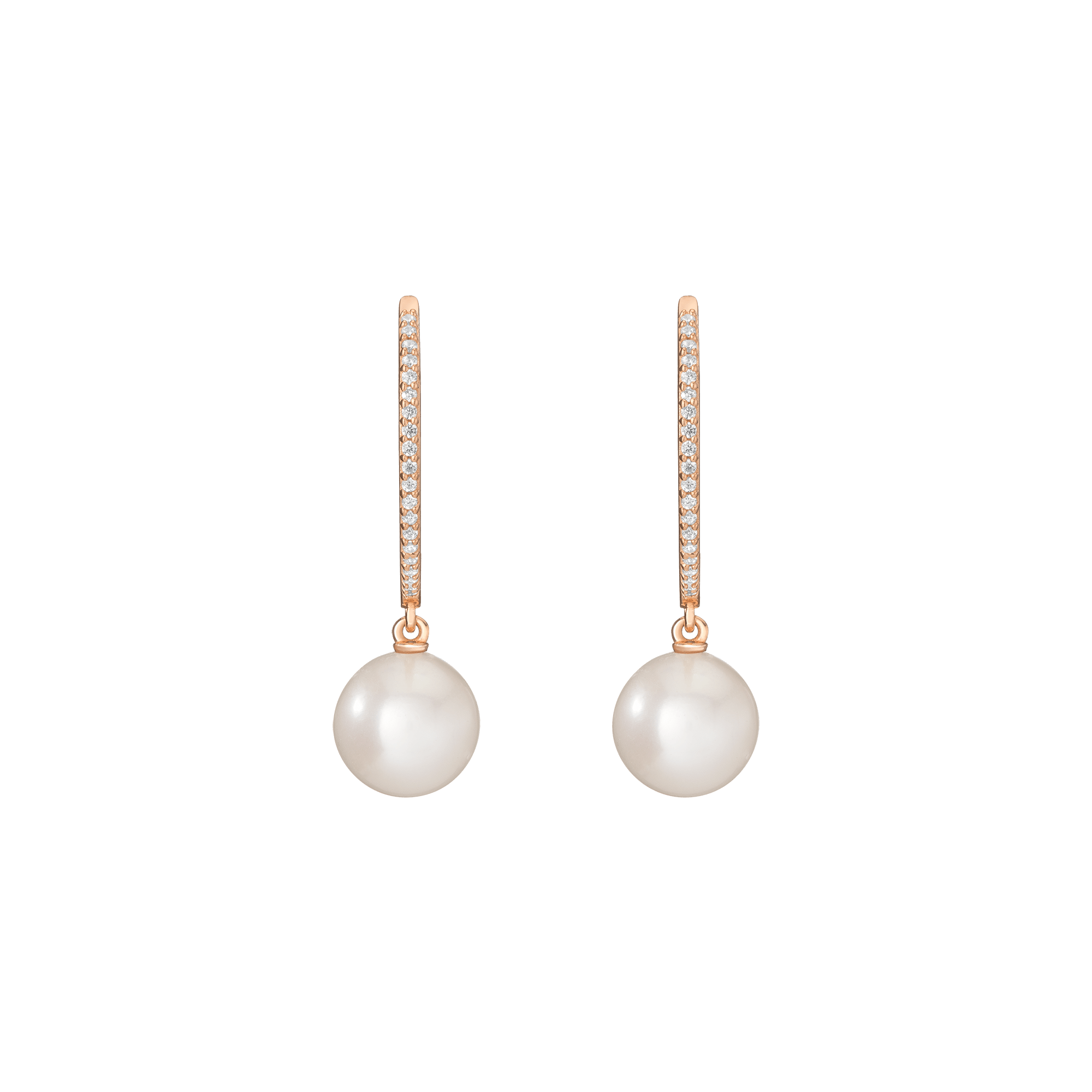 Diamond Pearl Hoop Earrings