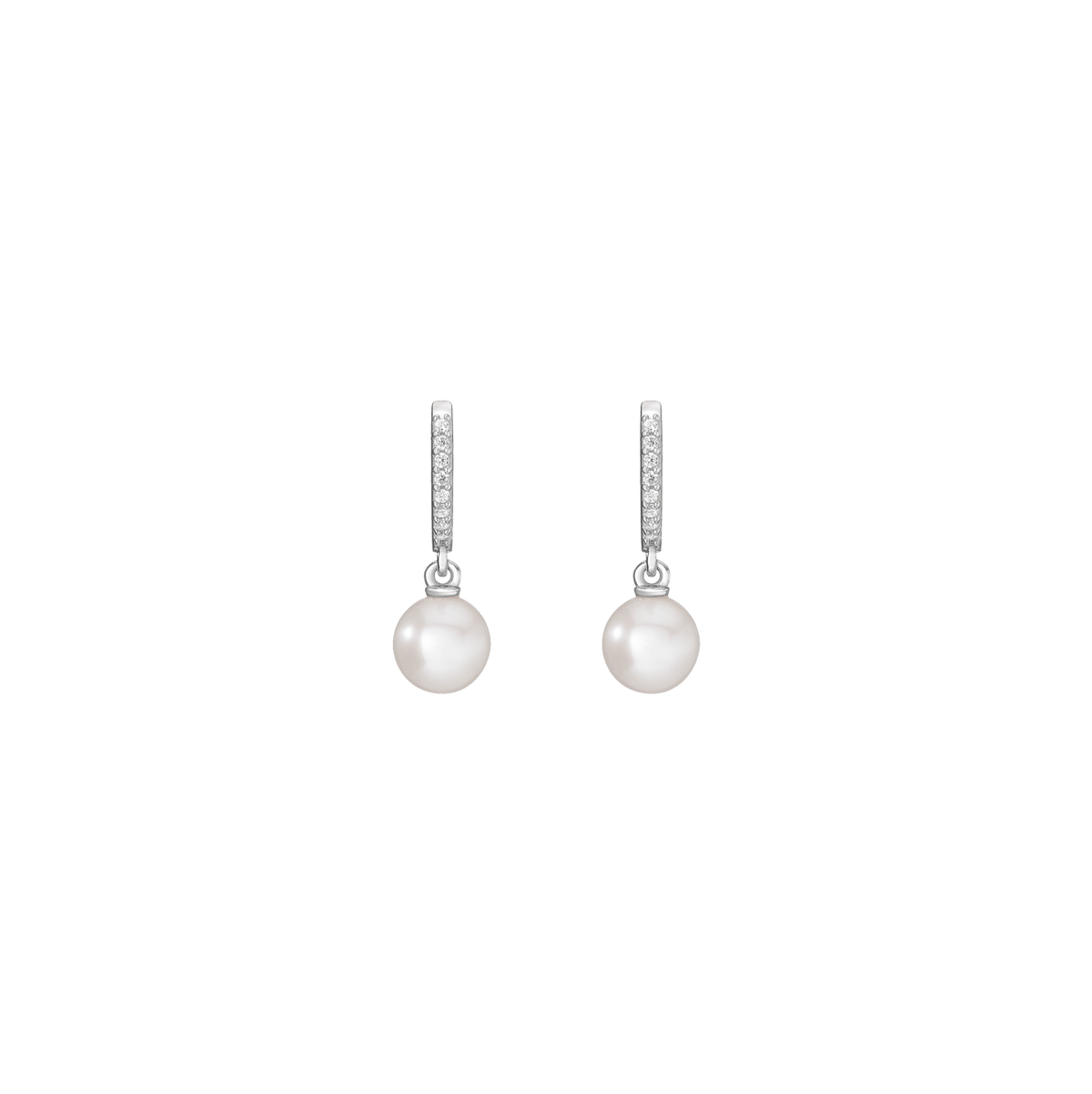 Diamond Pearl Huggie Earrings