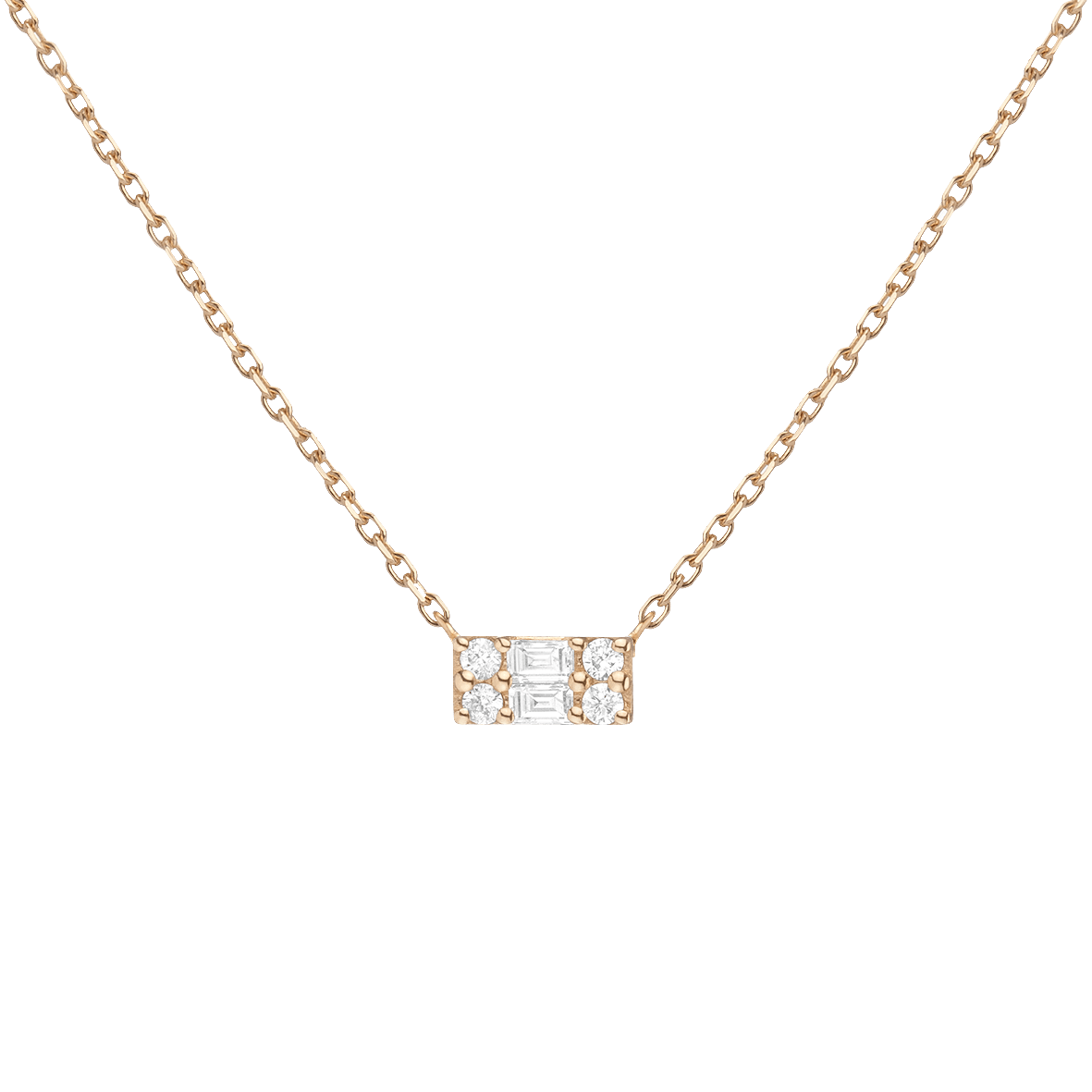 Aurate New York Baguette Diamond Illusion Necklace, 18K Rose Gold