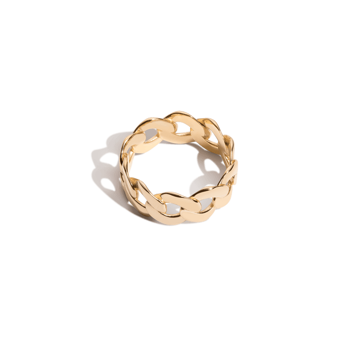 Puffy Chain Ring Vermeil 14k 18k Yellow Gold