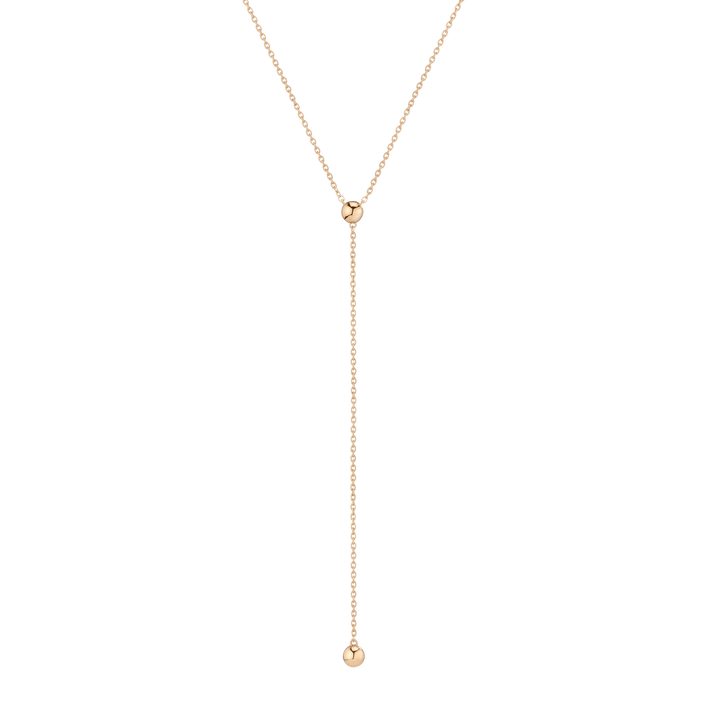 Gold Ball Lariat Necklace