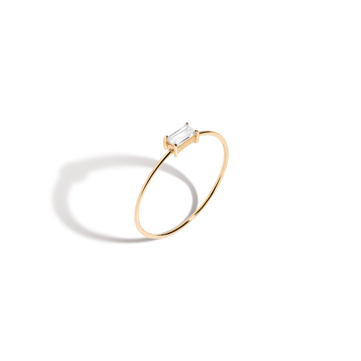 Baguette White Sapphire Ring 14k Yellow Gold First