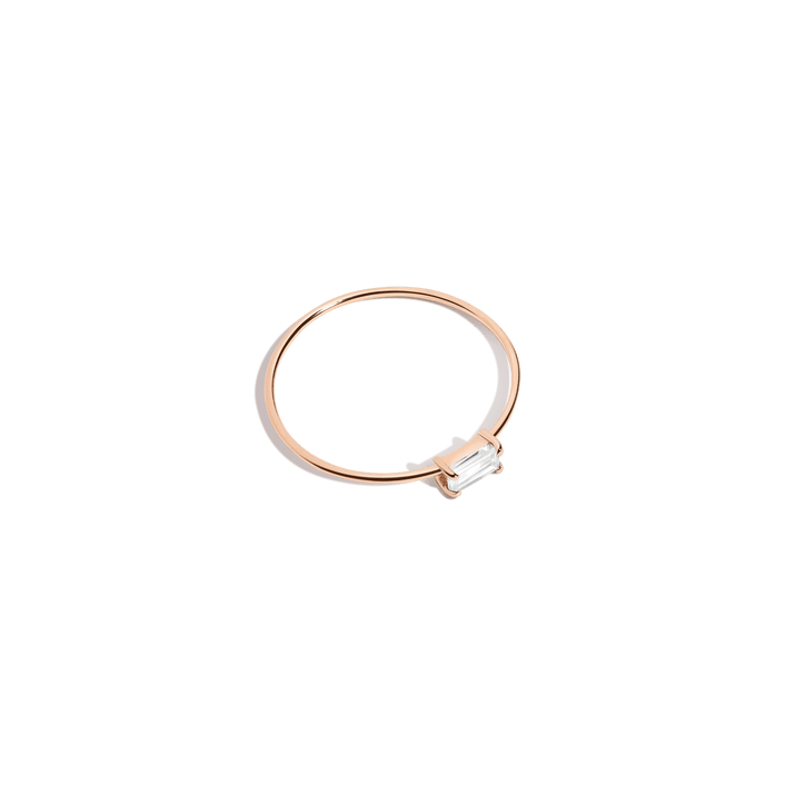 Baguette White Sapphire Ring 14k Rose Gold