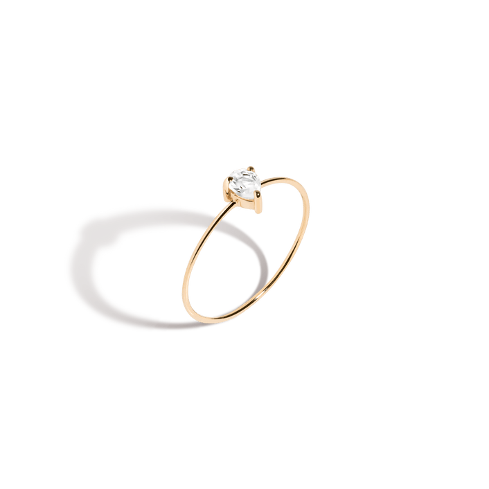 Pear White Sapphire Gold Ring