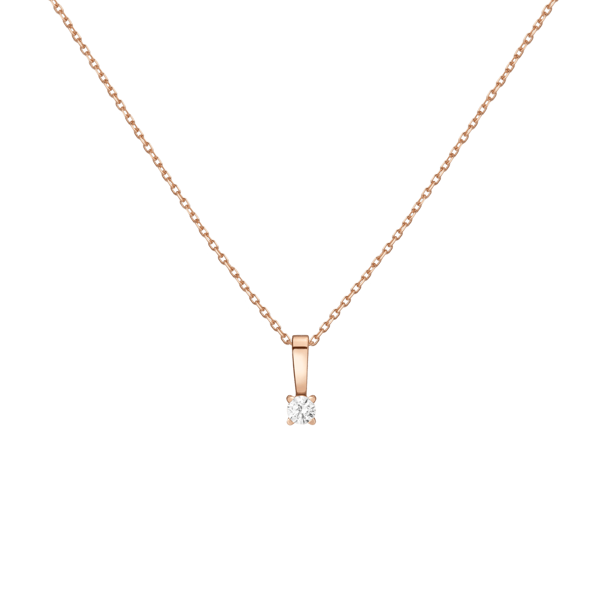 Diamond Solitaire Pendant 14k Rose Gold 0.25ct Lab-grown Natural